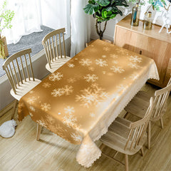 Lofaris Brown White Snowflake Christmas Party Tablecloth