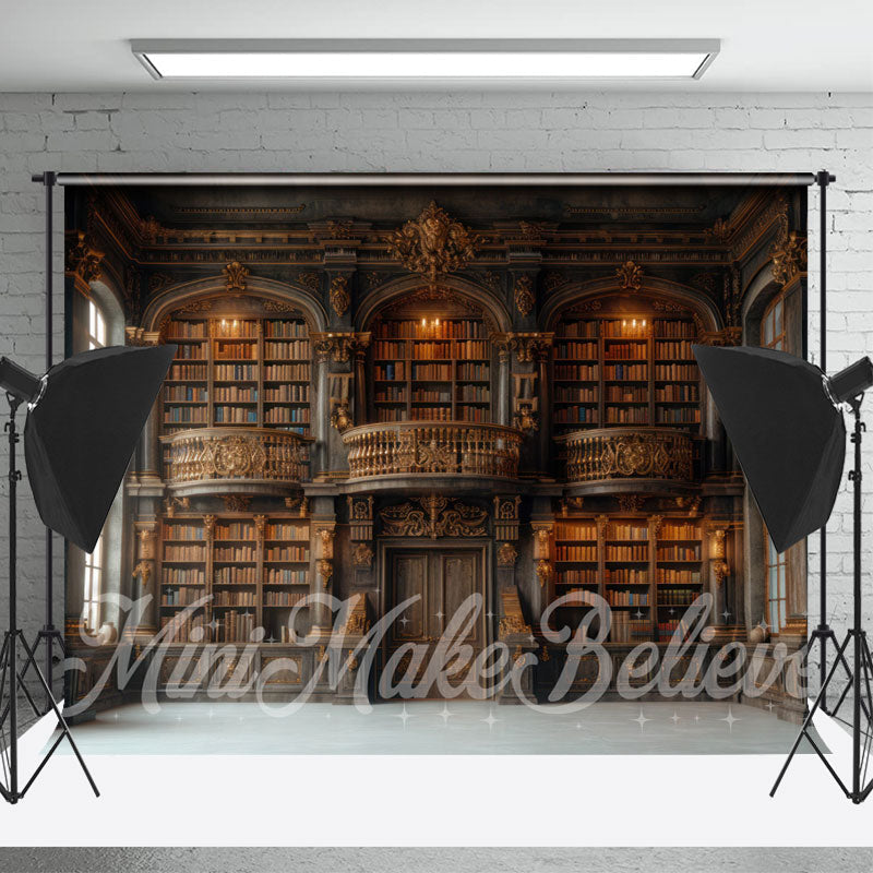 Lofaris Brown Wood Bookshelf Library Backdrop For Photograph