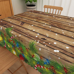 Lofaris Brown Wood Christmas Sweater Candy Cane Tablecloth