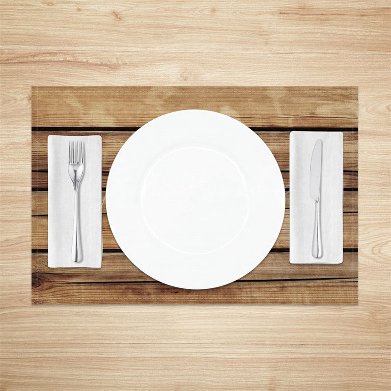 Lofaris Brown Wood Plank Grain Dining Set Of 4 Placemats