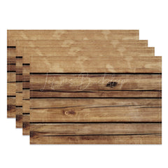 Lofaris Brown Wood Plank Grain Dining Set Of 4 Placemats