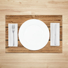 Lofaris Brown Wood Plank Grain Fabric Set Of 4 Placemats