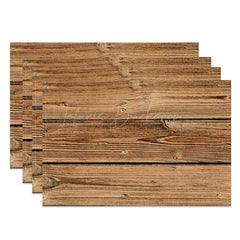 Lofaris Brown Wood Plank Grain Fabric Set Of 4 Placemats