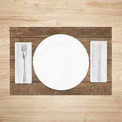 Lofaris Brown Wood Texture Color Fabric Set Of 4 Placemats