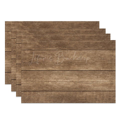 Lofaris Brown Wood Texture Color Fabric Set Of 4 Placemats