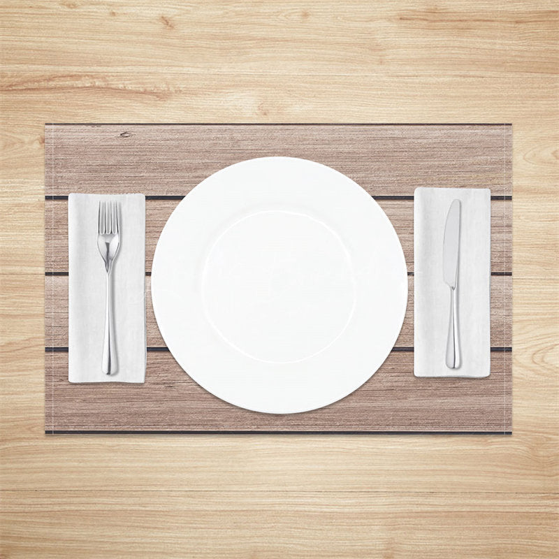 Lofaris Brown Wood Texture Dining Fabric Set Of 4 Placemats