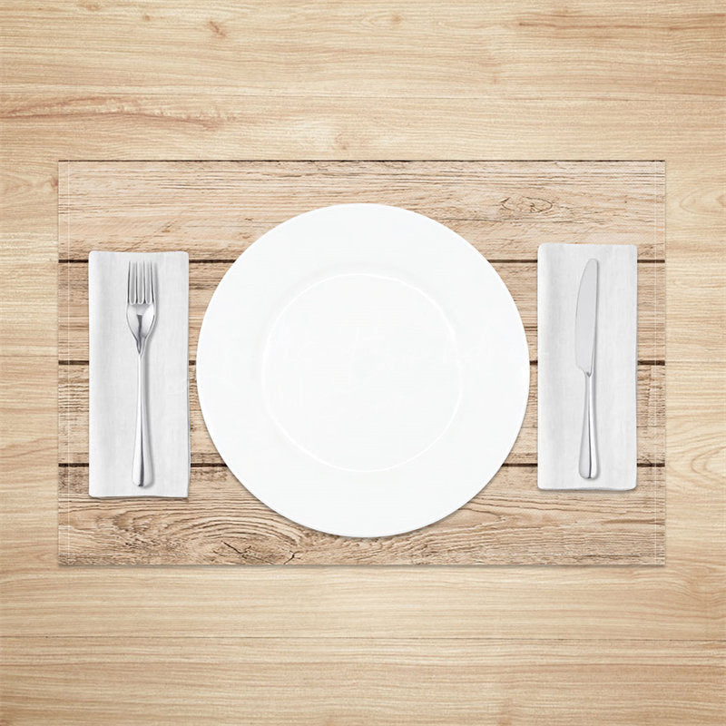 Lofaris Brown Wood Texture Fabric Dining Set Of 4 Placemats