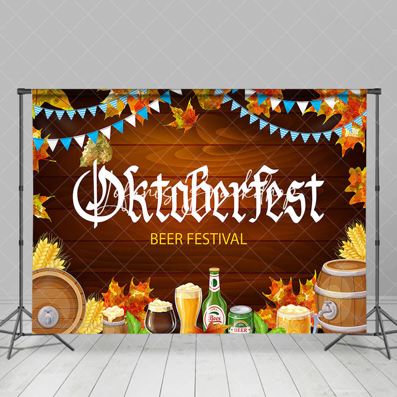 Lofaris Brown Wooden Backdrop For Oktoberfest Beer Festival