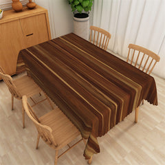 Lofaris Brown Wooden Line Stripe Dining Rectangle Tablecloth