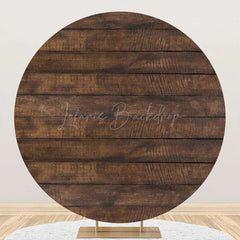 Lofaris Brown Wooden Texture Simple Round Backdrop For Party