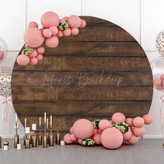 Lofaris Brown Wooden Texture Simple Round Backdrop For Party