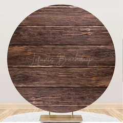 Lofaris Brown Wooden Textured Floor Simple Circle Backdrop