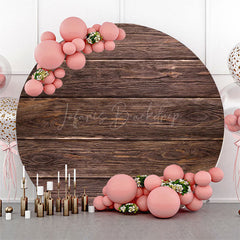 Lofaris Brown Wooden Textured Floor Simple Circle Backdrop