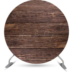 Lofaris Brown Wooden Textured Floor Simple Circle Backdrop