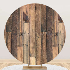 Lofaris Brown Wooden Wall Hole Circle Backdrop For Birthday