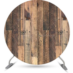 Lofaris Brown Wooden Wall Hole Circle Backdrop For Birthday