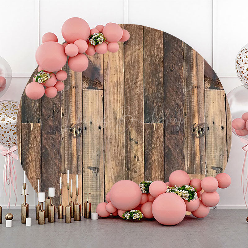 Lofaris Brown Wooden Wall Hole Circle Backdrop For Birthday