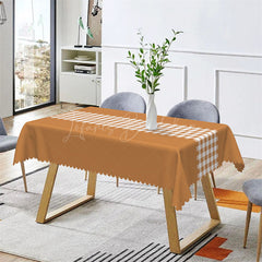 Lofaris Brownish Yellow Gingham Kitchen Rectangle Tablecloth