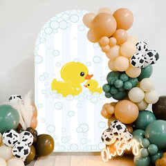 Lofaris Bubbles Yellow Duck Stripe Baby Shower Arch Backdrop