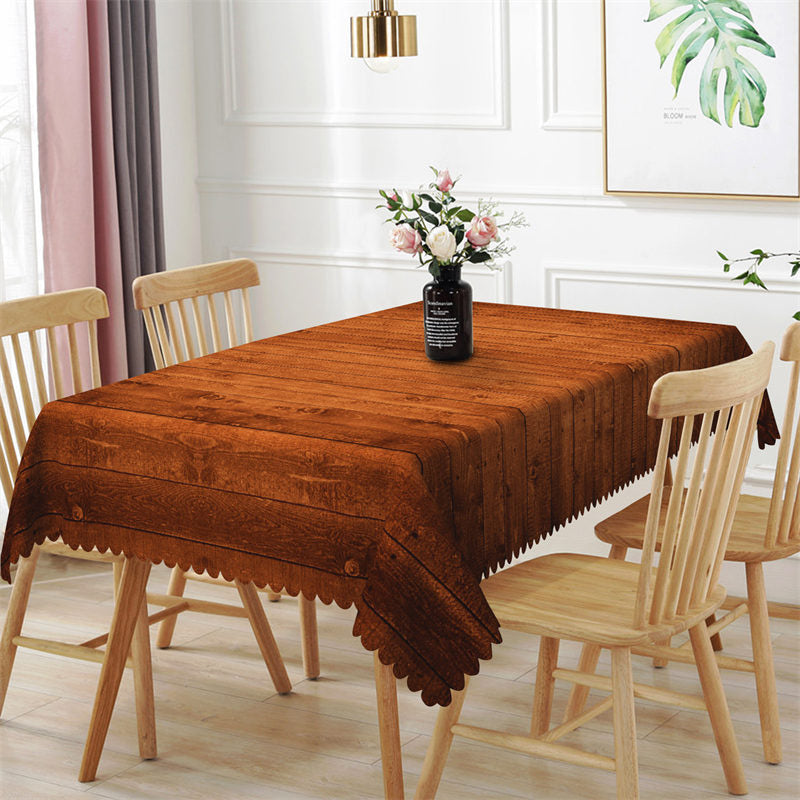 Lofaris Bucolic Brown Wooden Board Home Kitchen Tablecloth