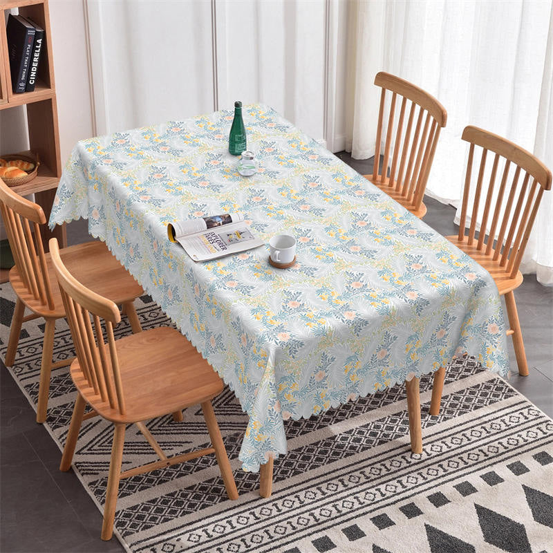 Lofaris Bucolic Flowers Blue Pattern Rectangle Tablecloth