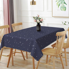 Lofaris Bucolic Navy Blue Stars Kitchen Rectangle Tablecloth