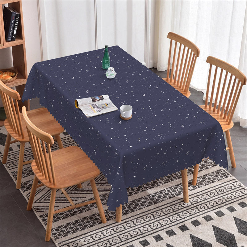 Lofaris Bucolic Navy Blue Stars Kitchen Rectangle Tablecloth