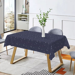 Lofaris Bucolic Navy Blue Stars Kitchen Rectangle Tablecloth