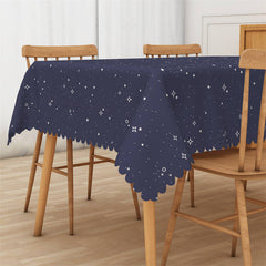 Lofaris Bucolic Navy Blue Stars Kitchen Rectangle Tablecloth