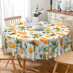 Lofaris Bucolic Oranges Leaves Bee Pattern Circle Tablecloth