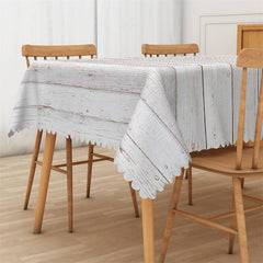 Lofaris Bucolic White Wood Decorative Rectangle Tablecloth