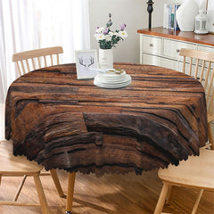 Lofaris Bucolic Wood Texture Splice Brown Round Tablecloth