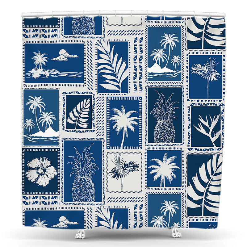 Lofaris Bule Beach Coconut Trees Pattern Shower Curtain