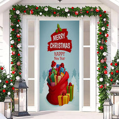 Lofaris Bundle Gifts Blue Forest Merry Christmas Door Cover