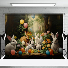 Lofaris Bunny Eggs Balloon Floral Forest Easter Backdrop