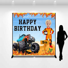 Lofaris Burning Huge Truck Custom Photo 5th Birthday Backdrop