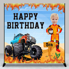 Lofaris Burning Huge Truck Custom Photo 5th Birthday Backdrop