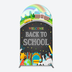 Lofaris Bus Rainbow Stationery Back To School Arch Backdrop