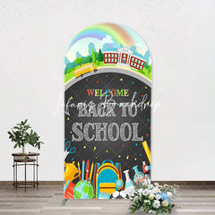 Lofaris Bus Rainbow Stationery Back To School Arch Backdrop