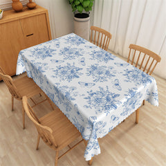 Lofaris Butterfly Anthemy Blue Patterns White Tablecloth