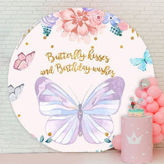 Lofaris Butterfly Kisses And Wishes Floral Birthday Backdrop