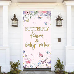 Lofaris Butterfly Kisses Pink Floral Baby Shower Door Cover