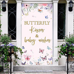 Lofaris Butterfly Kisses Pink Floral Baby Shower Door Cover