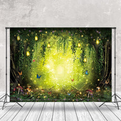 Lofaris Butterfly Mushroom Sparkle Light Forest Backdrop