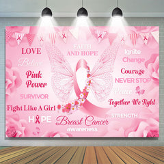 Lofaris Butterfly Pink Power Breast Cancer Awareness Backdrop