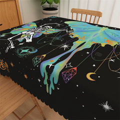 Lofaris Butterfly Skeleton Rainbow Floral Pattern Tablecloth