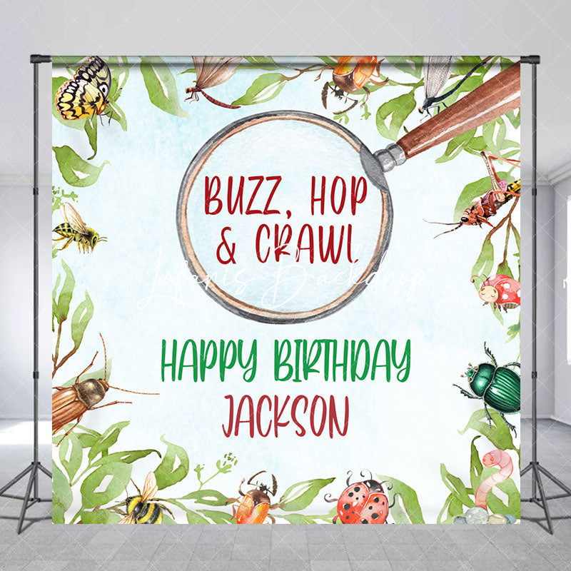 Lofaris Buzz Hop Crawl Insect Custom Name Birthday Backdrop