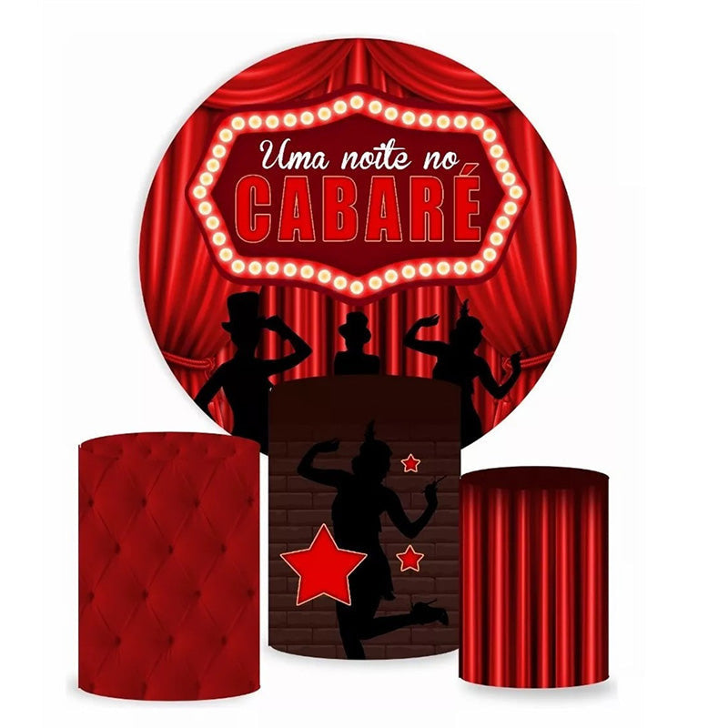 Lofaris Cabaret Art Red Stage Curtain Round Backdrop Kit