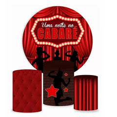 Lofaris Cabaret Art Red Stage Curtain Round Backdrop Kit