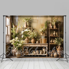 Lofaris Cabinet Rack Vase Green Flowers Spring Backdrop